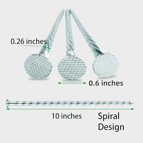 10 Inch Heavy Duty Landscape Stakes, 20 Pack Galvanized Spiral Artificial Turf Nails for Paver Edging, Weed Barriers, Lawn