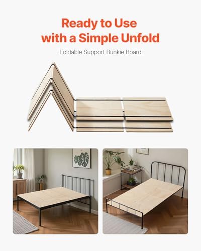 VEVOR Bunkie Board Twin Size, 35" x 71" Foldable Box Spring, 0.4" Thicker Wooden Bed Boards for Under Mattress, Bed Slats with No Assembly Required, Easy-to-use Bed Support Board
