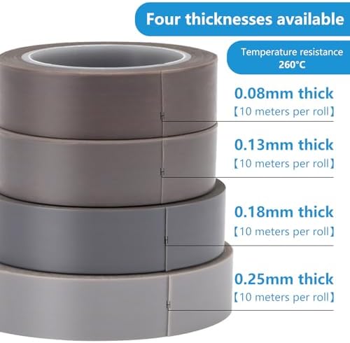 PTFE Heat Resistant Tape Thin Film High-Temperature Adhesive Teflon Fabric Tape for Industrial Parts,Width 25Cm,Thickness:0.18mm