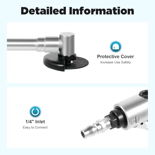 Pneumatic Angle Grinder Long Handle Pneumatic Cut off Air Cutting Too 18000RPM 1/4'' Air Inlet for Polishing, Cut Off Metal
