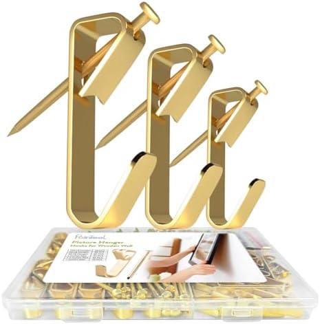 Picture Hanging Kit, Extra Thick, 100lb 50lb 30lb, Heavy Duty Plaster Wall and Drywall Large Hangers and Hooks Hardware for Painting and Frame to Hang on, 280pcs Gold with Nails