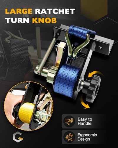 Ladder Rack Ratchet Straps, Truck Rack Straps, 1.4" Black Square Tube Mount