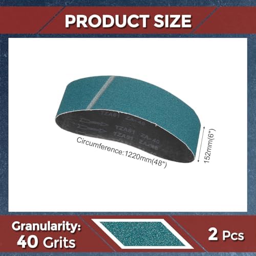 2 Pcs Sanding Belt 6 x 48 Inch 40 Grit Zirconia