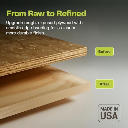Edge Supply Birch Pre-Finished 2 in x 50 ft Roll with a Clear Lacquer UV Finish – Pre-Glued Iron On Real Wood Veneer Edging – Edge Banding Tape with Hot Melt Adhesive, Ideal for Furniture & DIY.