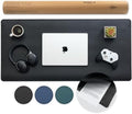 Nordik Felt and Leather Desk Mat - Dual Layer True Black 35 x 17 in