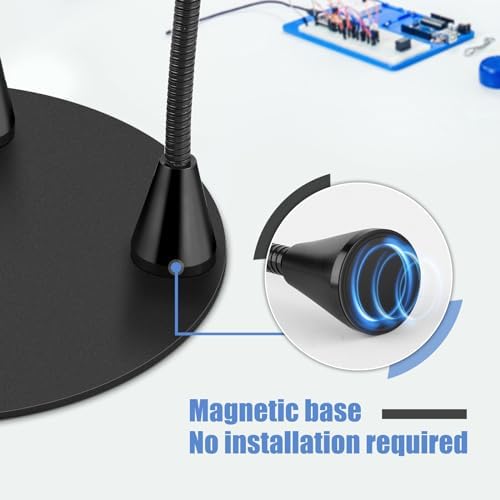 Magnetic Helping Hands Soldering Station with 10X Magnifying Glass with light, PCB Holder 4 Flexible Arms Magnifier and Third Hand Tool for Electronic Repair Soldering Jewelry Craft