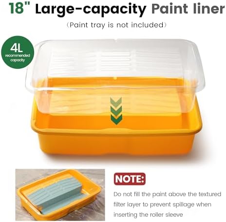 VOOMEY 18 Inch Paint Tray Liners, 12PCS Disposable Roller Tray Inserts