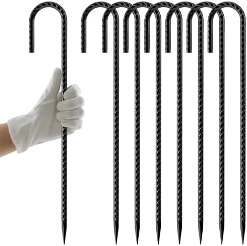 AAGUT Rebar Stakes 12 Inch J Hook, Premium Anti-Rust Tent Stakes for Canopy