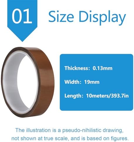 PTFE Heat Resistant Tape Self-Adhesive PTFE Teflon Fabric Tape Suitable for Component Repair, Thickness 0.13Mm,Width：19mm