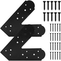 45-Degree Steel Angled Bracket - 2 Pcs, Flat Fixing Mending Plates, Black Repair Plate, Corner Brace with Screws Set for Wood, Lumber, Timber Connectors