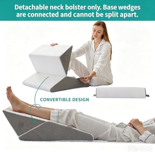 Bedluxe Wedge Pillow Set for After Surgery, Orthopedic Bed Wedge White/Grey