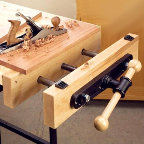 Baoblaze Workbench Clamping Device Carpentry Vise Bench Vise Clamp Steel Rod Central Threaded Bar Manual Tighten Handle Bench Mounted Suitable for home, Professional 7 Inch Woodworking Bench Vise