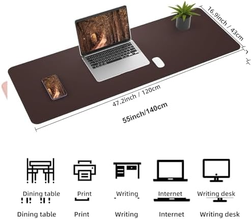 AFIING Cork Desk Mat 55" x 17", Dual-Sided Natural Cork & PU Leather Desk Pad, Non-Slip Waterproof Large Mouse Pad for Office, Home & Gaming (Coffee)
