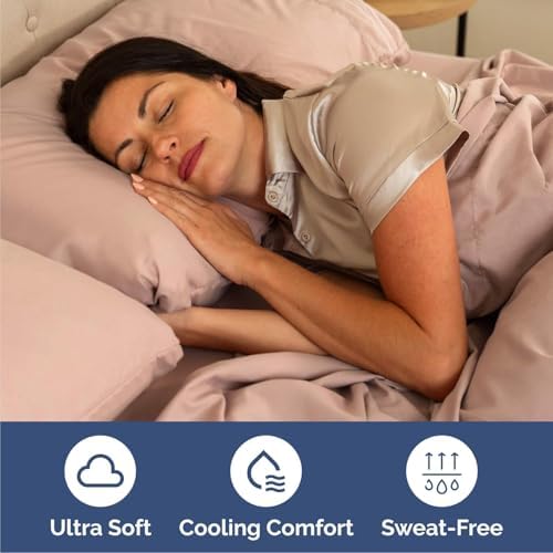Cal King Size 4 Piece Sheet Set - Comfy Breathable & Cooling Sheets - Mauve