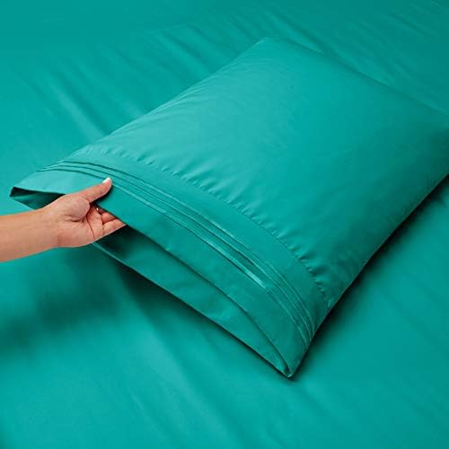 Hearth & Harbor Twin Size Sheets - 3 Piece Bed Sheet Set, Hotel Luxury Double Brushed Bed Sheets - Extra Soft Bedding Sheets & Pillowcases, Twin, Teal