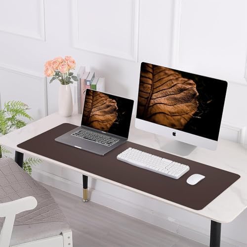 AFIING Cork Desk Mat 55" x 17", Dual-Sided Natural Cork & PU Leather Desk Pad, Non-Slip Waterproof Large Mouse Pad for Office, Home & Gaming (Coffee)