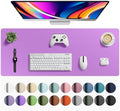 Aothia Faux Leather Desk Mat - Large Mouse Pad, Non-Slip PU Leather Blotter, Waterproof Writing Surface for Office and Home (Iris Violet, 42" x 17")