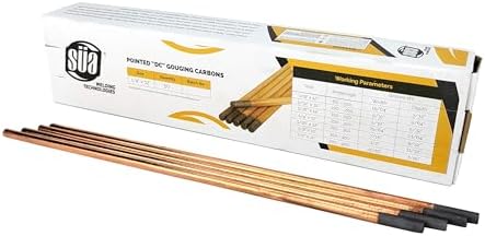 SÜA - DC Copper Coated Pointed Carbon Gouging Rod - 1/4" x 12" - (600 Rods)