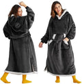Bedsure Wearable Blanket Hoodie, Cozy Long Hooded Blanket Sweatshirt as Mothers Day Hoodie Gifts for Mom Women, Small, Charcoal