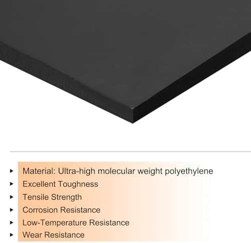 MECCANIXITY UHMW Sheet Ultra High Molecular Weight Polyethylene Sheet, 1/4" Thick Hard HDPE Plastic Sheet Board for DIY Craft 10" x 10" Black