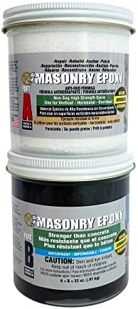 PC Products PC-Masonry Epoxy Adhesive Paste, Two-Part Repair, 32 oz in Two Jars, Gray 73209 (Pack of 1)