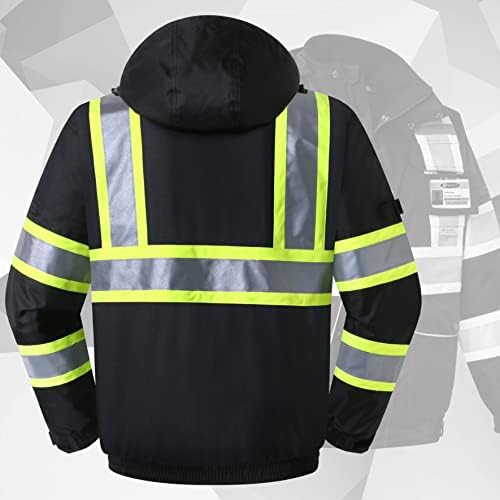 JKSafety Safety Jakcet for Men Women 3M Reflective Tape JK118 Black XXL