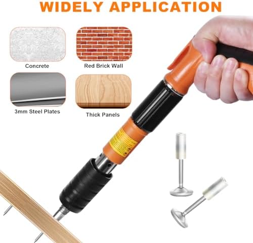 Concrete Nail Gun Kit with 220pcs 7.3mm Nails, 5 Speed Adjustable