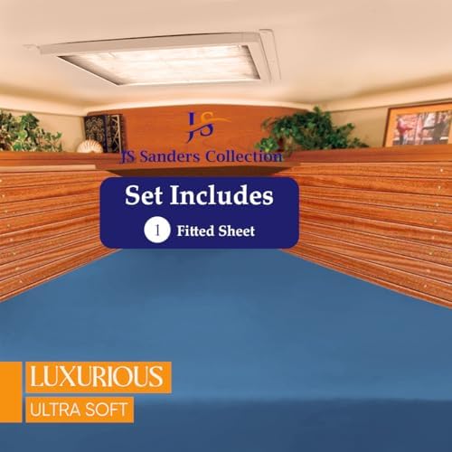 JS Sanders V Berth Boat Sheet 1 Pcs 600 TC Egyptian Cotton, Mediterranean Blue