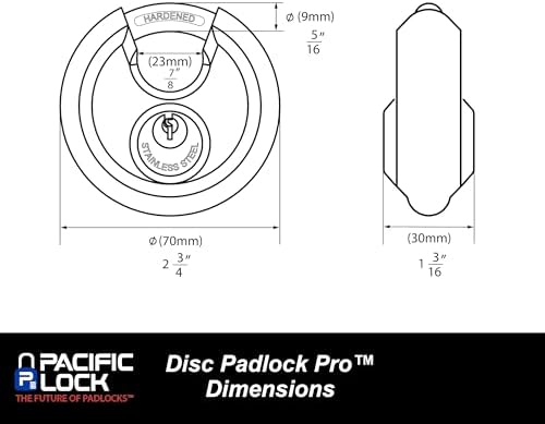 PACLOCK's Disc Padlock PRO™ Series, Stainless Steel, Keyed Alike DL4,