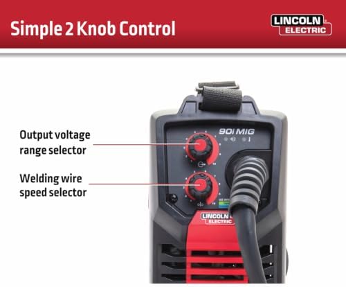 Lincoln Electric 90i MIG and Flux Core Wire Feed Weld-PAK Welder, 120V Welding Machine, Portable w/Shoulder Strap, Protective Metal Case, Best for Small Jobs, K5256-1
