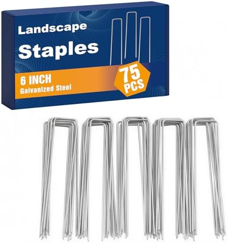 Whonline 75 Pack Landscape Staples 6 Inch, Galvanized Garden Stakes