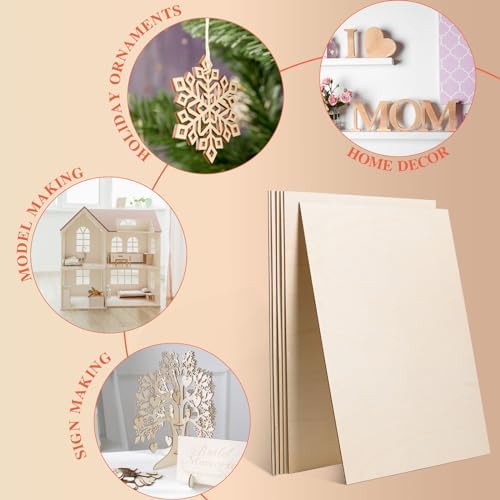AWIZOM 12 Pack Basswood Sheets for Crafts-18 x 24 x 1/8 Inch- 3mm Thick Plywood Sheets with Smooth Surfaces Unfinished Wood Boards for Laser Cutting, Wood Burning, Architectural Models, Staining