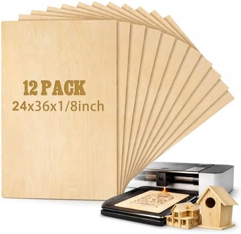 Juexica 12 Pcs 24" X 36"X 1/8" Basswood Plywood Sheets for Laser Cutting