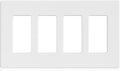 ELEGRP 4-Gang Screwless Decorative Wall Plates, Mid-Size Unbreakable Thermoplastic Faceplate Cover for Decorator Receptacle Outlet Switch, UL Listed (1 Pack, Matte White)