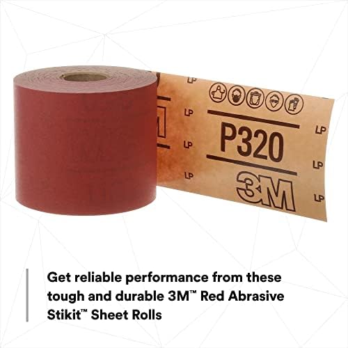 3M Red Abrasive Stikit Sheet Roll, 01688, P80, 2-3/4 in x 25 yd, D Weight