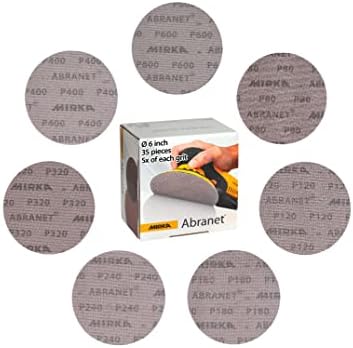 Mirka Abranet 6 Inch Assortment Mesh Sanding Discs, Hook and Loop, 35 Pack