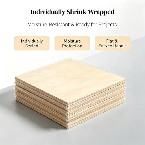 Baltic Birch Plywood - 1/8 Inch Thickness - 11.8" x 11.8" Wood Sheets for Laser Cutting, CNC Cutting and Crafts (2, 11.8 X 11.8)