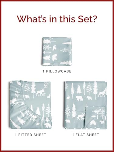 Christmas Sheet Set, Woodlands, Holiday Xmas Bedding Set - Twin Size