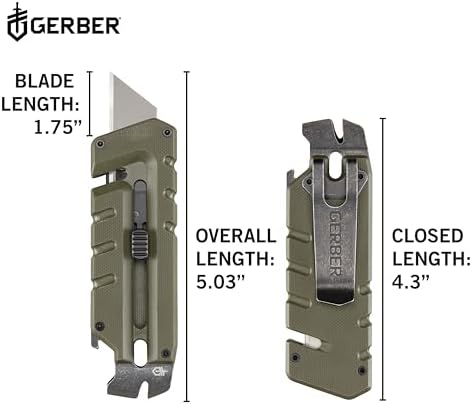 Gerber Prybrid EDC Pocket Knife Multitool 8-in-1 Box Cutter, Green G10