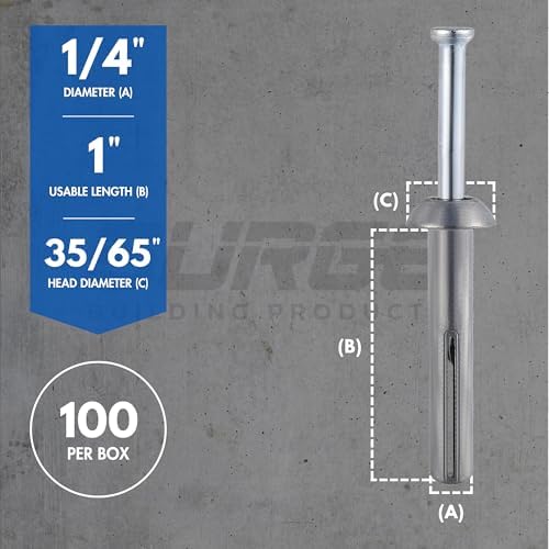 1/4" X 1" Stainless Hammer Drive Nail in Concrete Anchor (Box of 100)