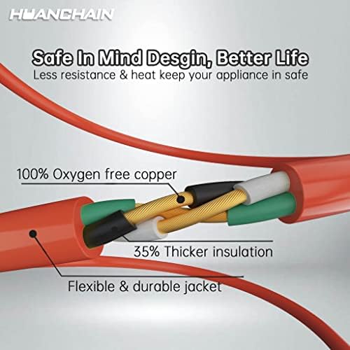 HUANCHAIN Indoor Outdoor Orange Extension Cord 75 FT Waterproof 16/3 Gauge