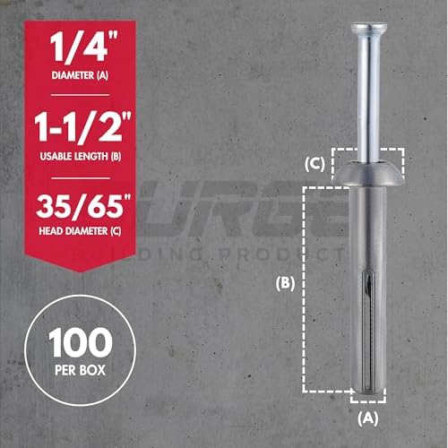 1/4" x 1-1/2" Hammer Drive Nail in Concrete Anchor (Box of 100)
