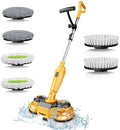 Cordless Electric Mop for Dewalt 20V Battery (NO Battery), 2 in 1 Spin Mop & Electric Floor Scrubber Machine with LED Light & Water Spray, 800 RPM Rotating Electric Mops for Floor (Black Yellow)