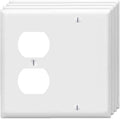 ZEFTV Duplex Receptacle Outlet/Blank Device Wall Plates 2-Gang Switch Electrical Cover Plate Unbreakable Thermoplastic Faceplate for Light Receptacle Outlet Switch, White (4 Pack)
