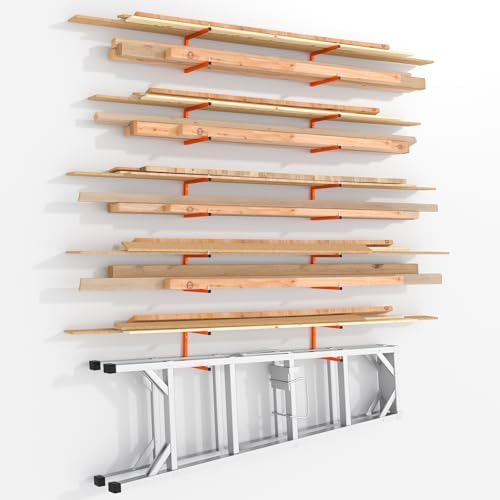 10-Pack Lumber Storage Rack, Wall Mount Wood Rack (10 Level)