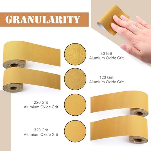 18 Rolls 90 Yards 40, 60, 80, 120, 180, 220, 320, 400, 600 Grit Psa Continuous Sandpaper Roll 2-3/4" Wide Longboard Sandpaper Self-Adhesive Sand Paper Automotive Woodworking Hand Sanding Block