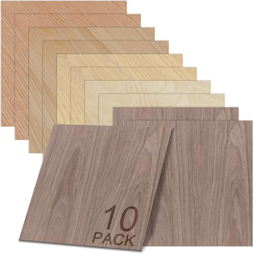 GSCIT Club 10 PCS Wood Veneer, 8 inch x 8 inch Birch, Oak, Maple, Walnut and Red Oak Wood Edge Banding Pre-glued Flexible, Veneer Tape Banding