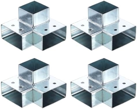 uxcell 3-Way Gazebo Brackets Kit, Right Angle Corner Bracket Woodworking DIY Post Base Kit for 2.4" x 1.22" Lumber for Outdoor Patio Gazebo Log Cabins (4 Pack)