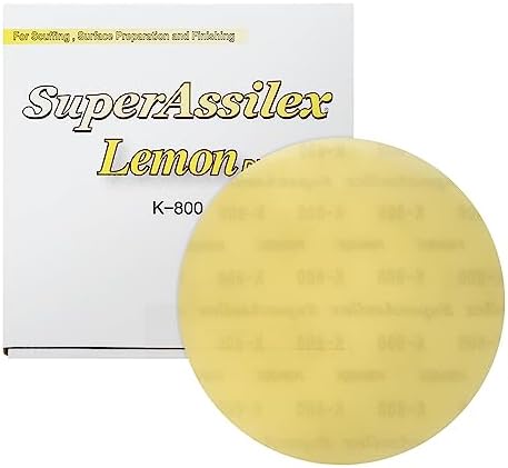 Super Assilex Flexible 6 inch Sanding Discs, Lemon K-800, No Holes, Hook & Loop, 193-1510, 25 Discs