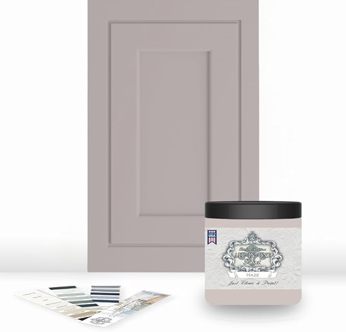 ALL-IN-ONE Paint by Heirloom Traditions, Haze (Gray Lavender), 8oz Sample - Durable cabinet and furniture paint. Built in primer and top coat, no sanding needed. Includes our 30 featured color card.